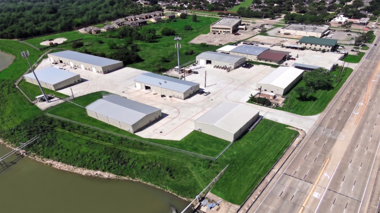 Aerial view of FM 529 Business Park Office/Warehouse Flex Space Phase I in Houston, TX, built by Keeton Construction Services, showing multiple buildings and paved lots