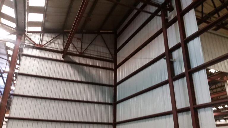 Steel framing and metal wall panels during construction at National Oilwell Varco in Houston TX, a Keeton Construction Services project