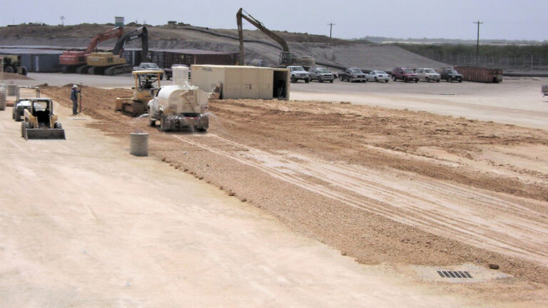 Helix Energy Solutions Spool Base in Ingleside, TX - heavy equipment actively grading the site during construction, by Keeton Construction Services