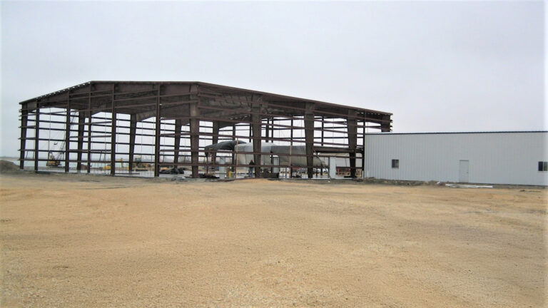Helix Energy Solutions Spool Base in Ingleside, TX - structural steel frame partially erected during construction, by Keeton Construction Services
