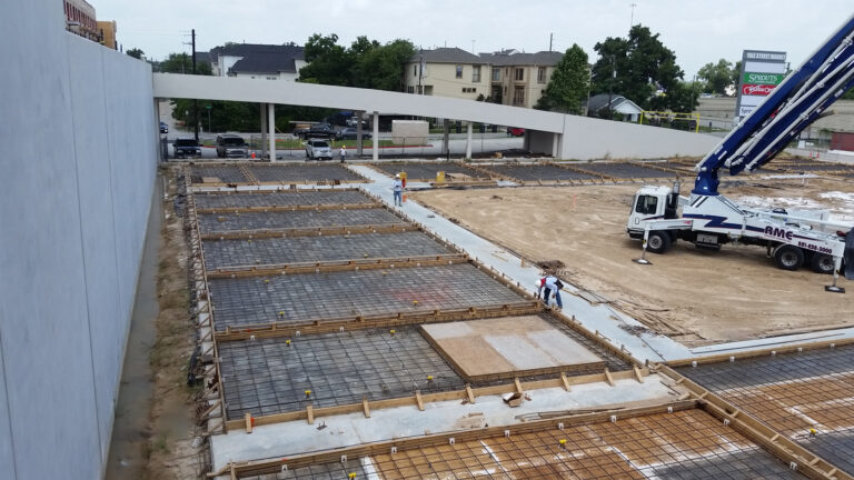 LA Fitness Center Houston TX - rebar grid and formwork ready for slab pour during construction, Keeton Construction Services