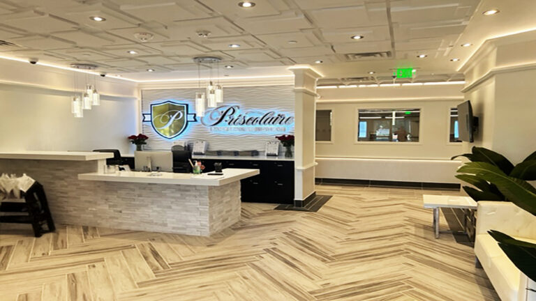 Interior lobby and reception area at Prescolaire Early Learning Academy Spring, built by Keeton Construction Services in Spring, TX