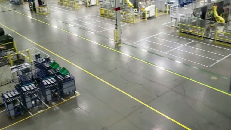 Daikin Goodman Manufacturing in Waller, TX - elevated interior view of the manufacturing floor by Keeton Construction Services