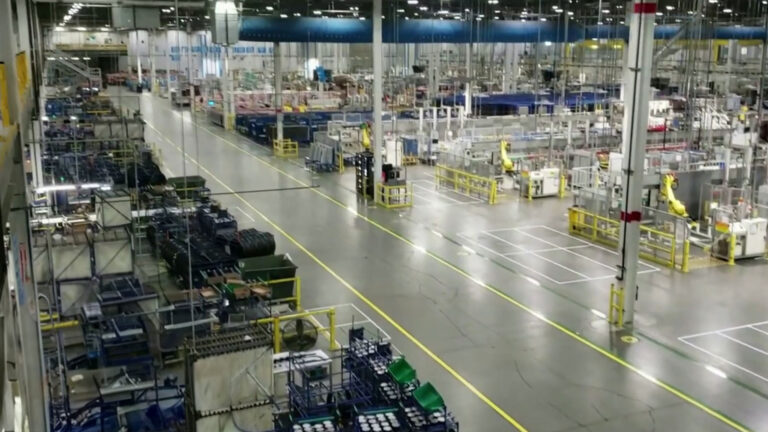 Daikin Goodman Manufacturing in Waller, TX - elevated interior view of the factory floor by Keeton Construction Services
