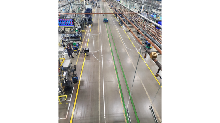 Daikin Goodman Manufacturing in Waller, TX - elevated view down a main aisle of the industrial facility by Keeton Construction Services