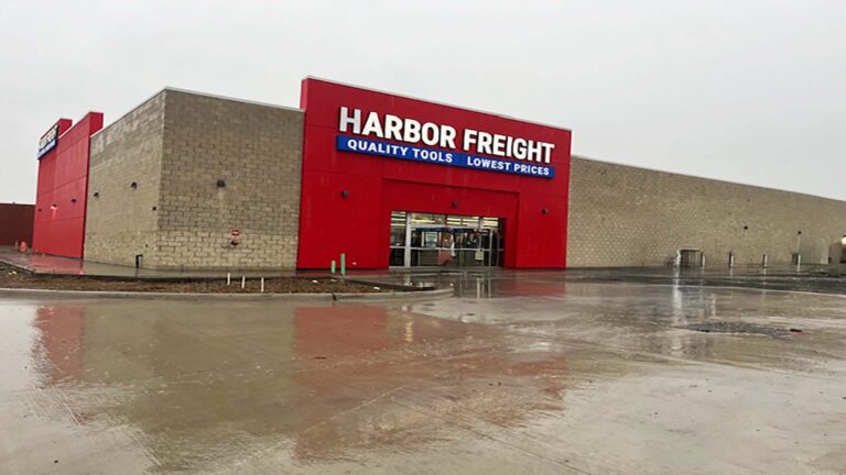 Harbor Freight Watauga exterior front view with signage, by Keeton Construction Services, Watauga, TX