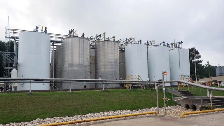 Univar Solutions Waller industrial tank farm, Waller TX - Keeton Construction Services project showing large storage tanks with piping and walkways