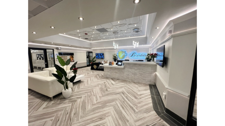 Interior entrance and reception lobby at Prescolaire Early Learning Academy Katy, built by Keeton Construction Services, Katy TX