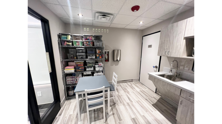 Small interior room with shelving and countertop at Prescolaire Early Learning Academy Katy, built by Keeton Construction Services, Katy TX