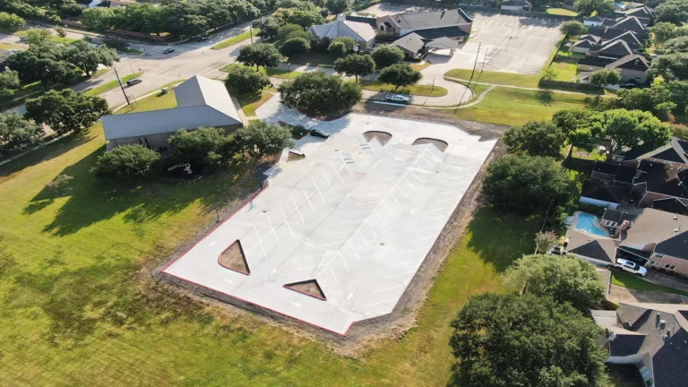 New concrete parking lot at Providence Presbyterian Church in Sugar Land, TX, built by Keeton Construction Services